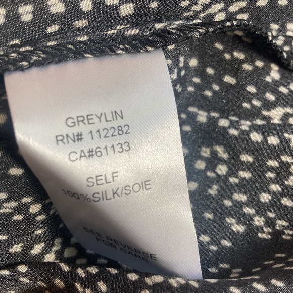 EUC Greylin Silk Blouse Sleevless Size Large Black And White Tank Top - Picture 4 of 8